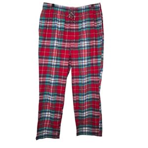 Lands End Mens Multi Color Holiday Plaid Cotton Flannel Pajama Pants Size Large